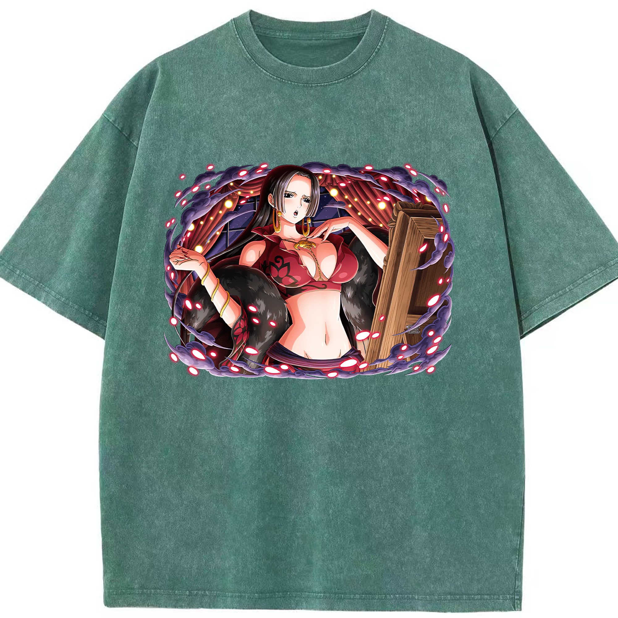 ワンピース ボア・ハンコック ONE PIECE Boa·Hancock 綿100% ヴィンテージ風 半袖Tシャツ（フロントプリント）